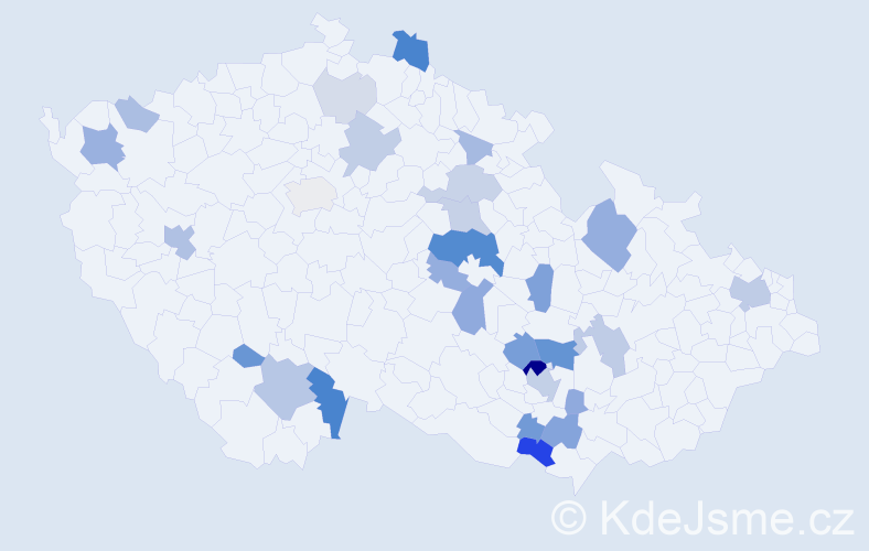 Příjmení: 'Halámka', počet výskytů 75 v celé ČR