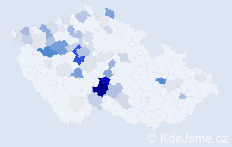 Příjmení: 'Vaňha', počet výskytů 181 v celé ČR