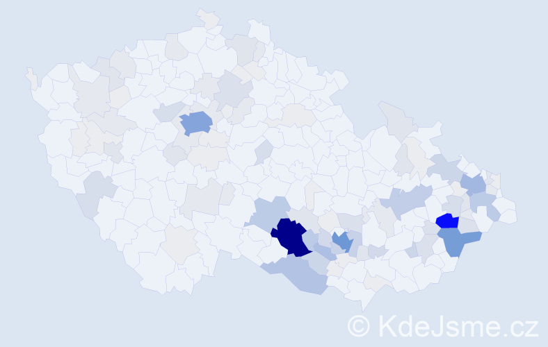 Příjmení: 'Palát', počet výskytů 493 v celé ČR