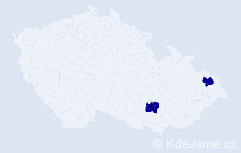 Příjmení: 'Wavrečková', počet výskytů 3 v celé ČR