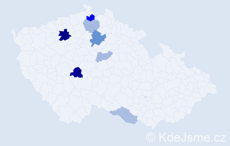 Příjmení: 'Náhoda', počet výskytů 14 v celé ČR