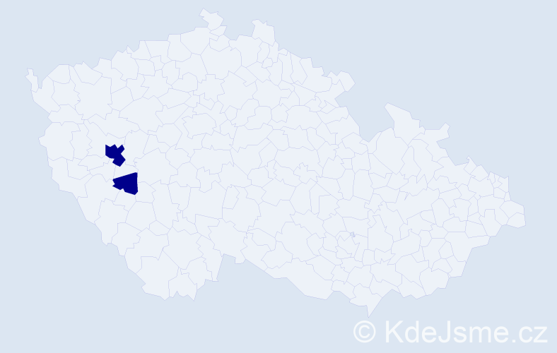 Příjmení: 'Modračka', počet výskytů 2 v celé ČR