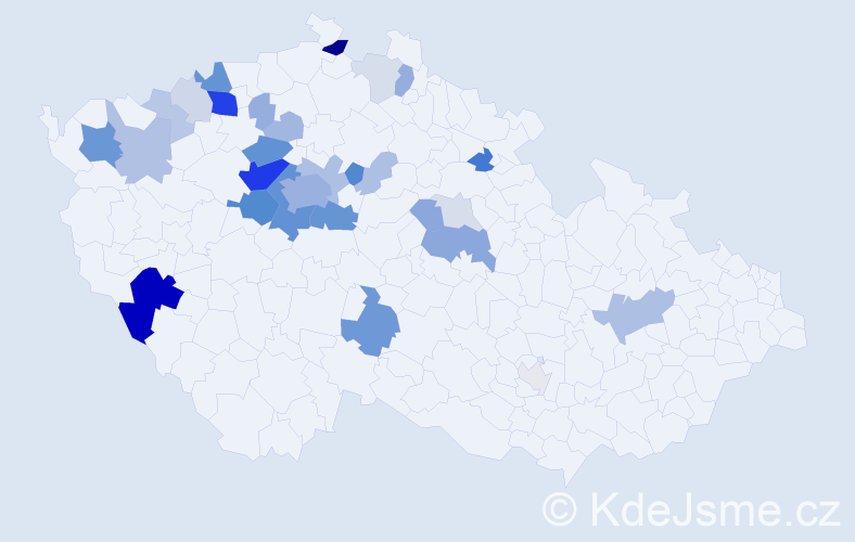 Příjmení: 'Pachmanová', počet výskytů 112 v celé ČR