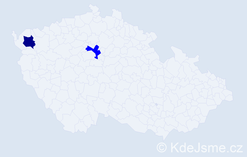 Příjmení: 'Hubaty', počet výskytů 5 v celé ČR