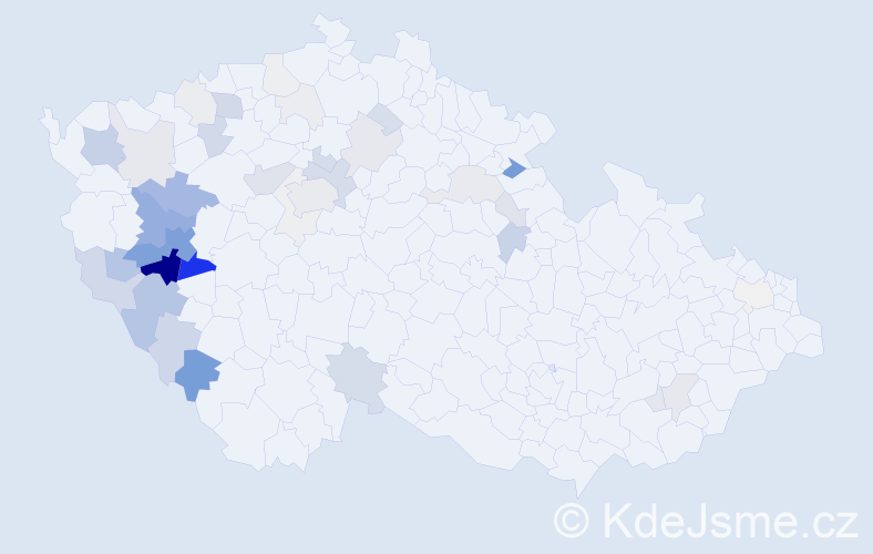 Příjmení: 'Bořík', počet výskytů 180 v celé ČR