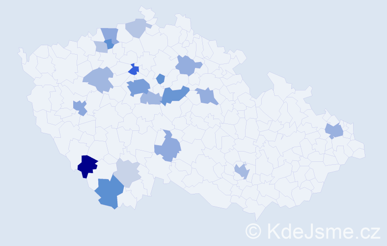 Příjmení: 'Bodnaruk', počet výskytů 55 v celé ČR