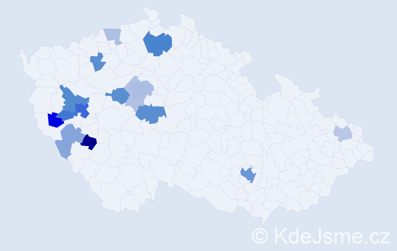 Příjmení: 'Kračmer', počet výskytů 39 v celé ČR