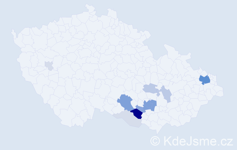 Příjmení: 'Ruibarová', počet výskytů 52 v celé ČR