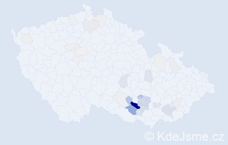 Příjmení: 'Badin', počet výskytů 133 v celé ČR