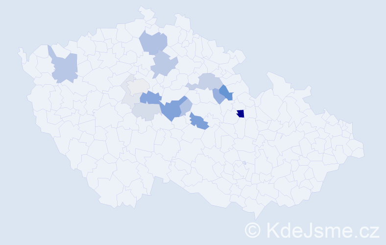 Příjmení: 'Voclová', počet výskytů 38 v celé ČR