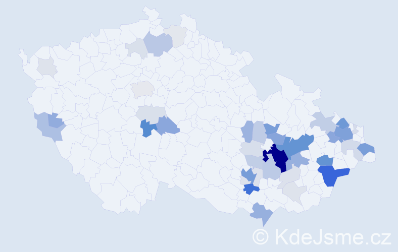 Příjmení: 'Krchňáková', počet výskytů 180 v celé ČR