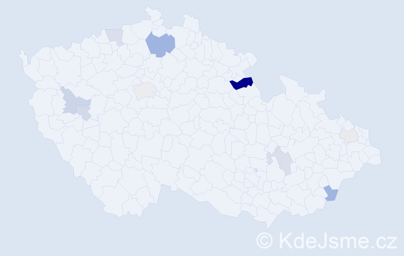 Příjmení: 'Hajdúchová', počet výskytů 17 v celé ČR