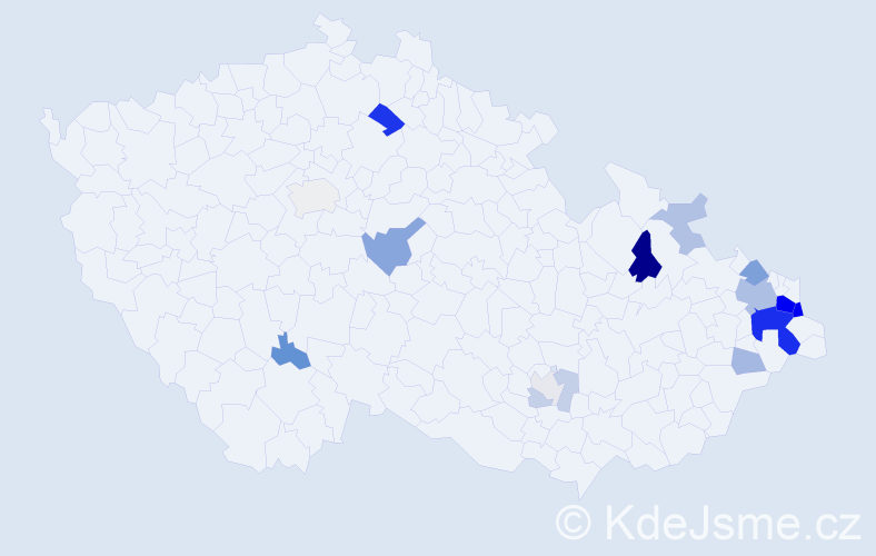 Příjmení: 'Kielar', počet výskytů 47 v celé ČR