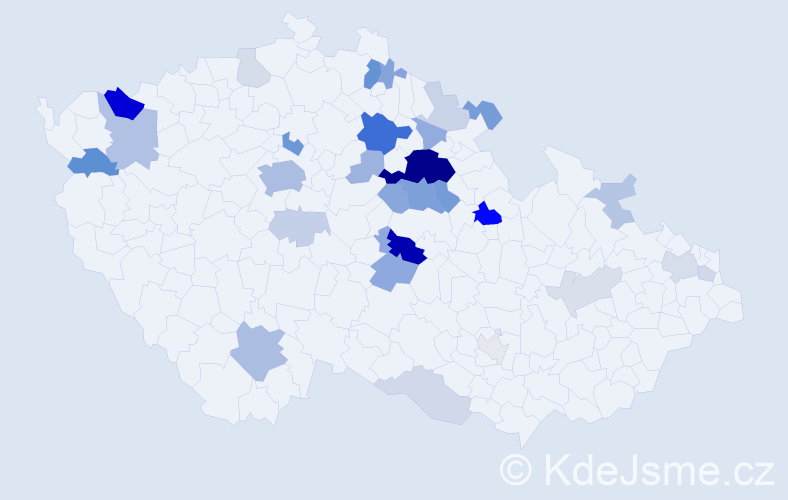 Příjmení: 'Ziklová', počet výskytů 92 v celé ČR