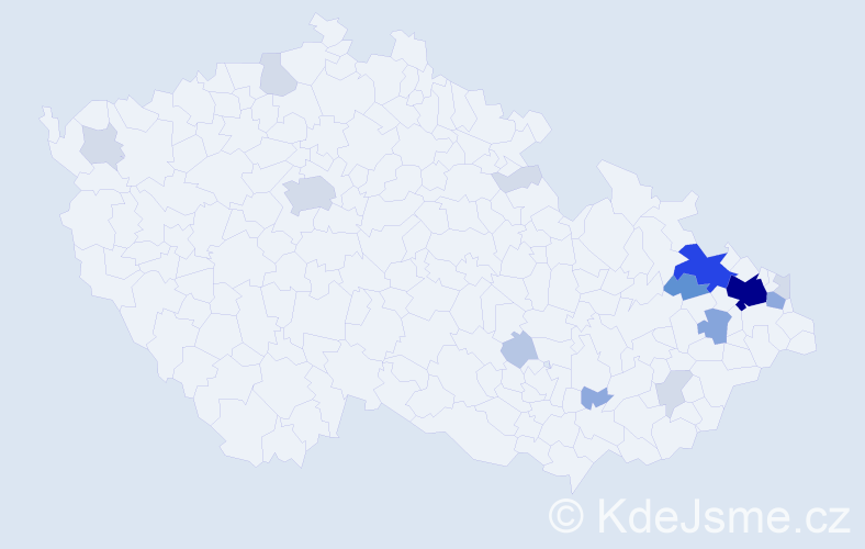 Příjmení: 'Lenartová', počet výskytů 53 v celé ČR