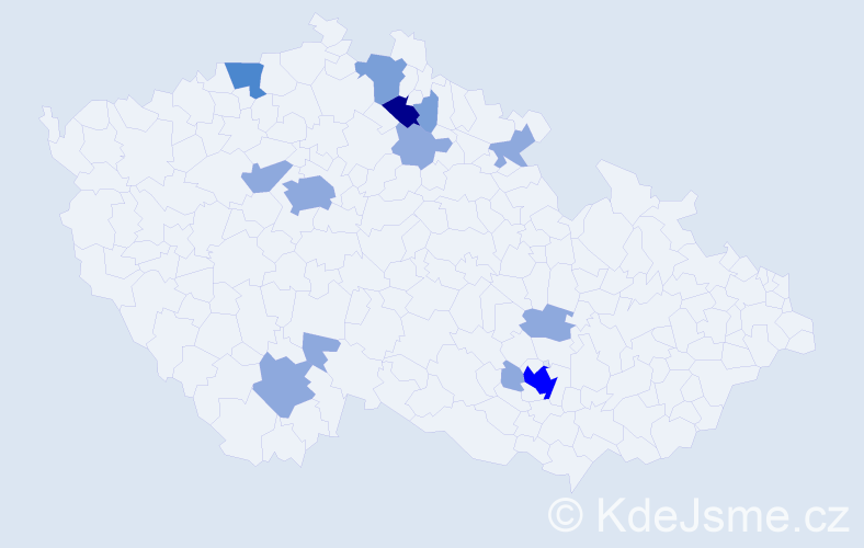 Příjmení: 'Baudys', počet výskytů 27 v celé ČR