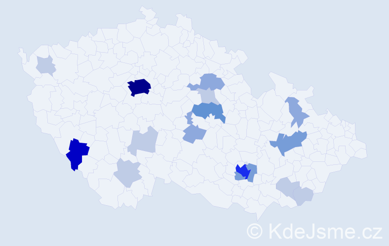 Příjmení: 'Tonnerová', počet výskytů 48 v celé ČR