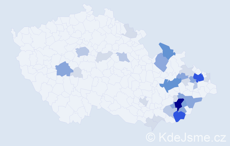 Příjmení: 'Hefková', počet výskytů 109 v celé ČR
