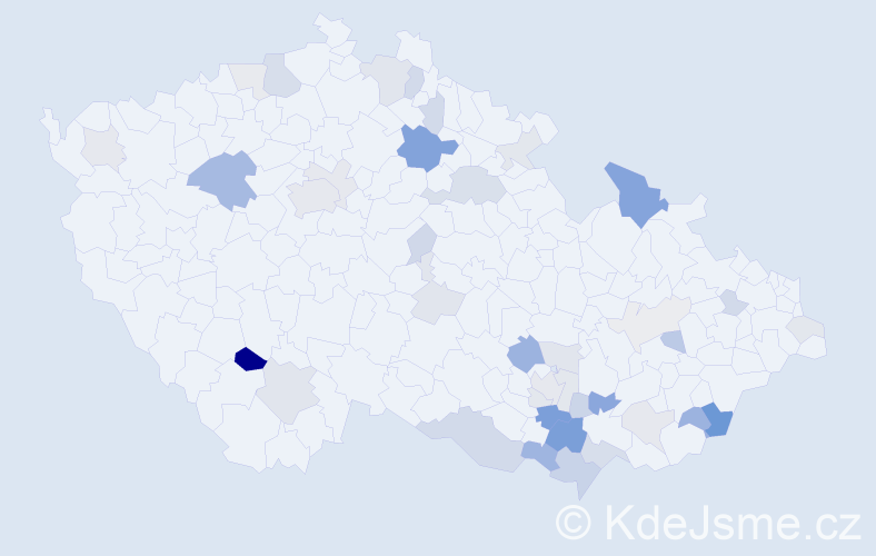 Příjmení: 'Kabela', počet výskytů 97 v celé ČR