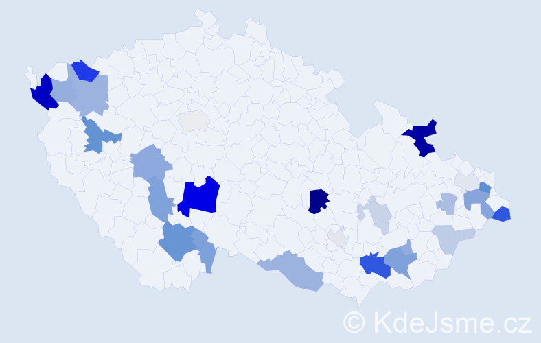 Příjmení: 'Benediková', počet výskytů 73 v celé ČR