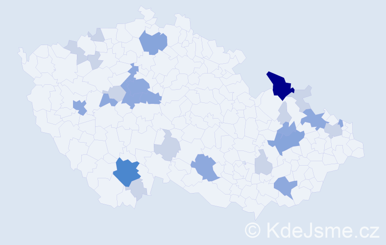 Příjmení: 'Hudáčková', počet výskytů 57 v celé ČR