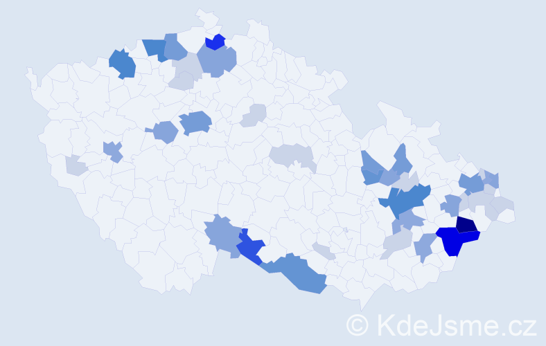 Příjmení: 'Bitala', počet výskytů 128 v celé ČR