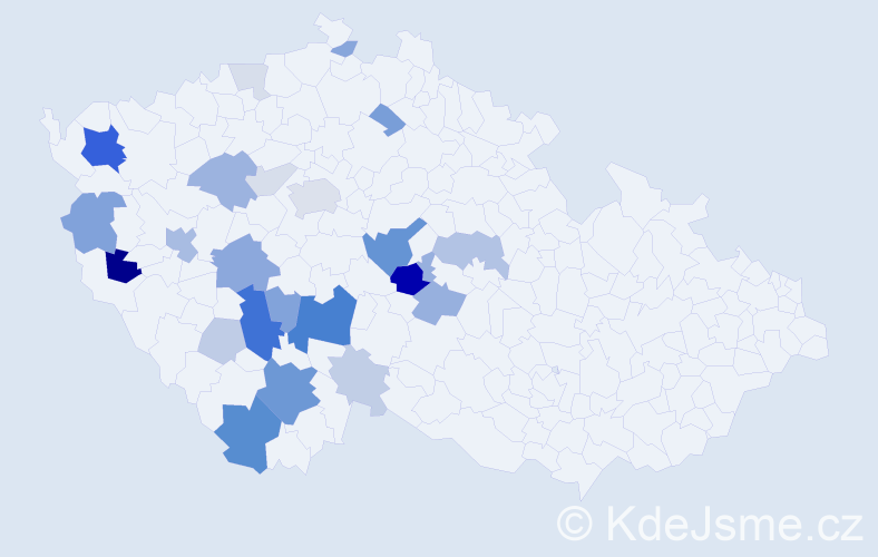 Příjmení: 'Velát', počet výskytů 74 v celé ČR