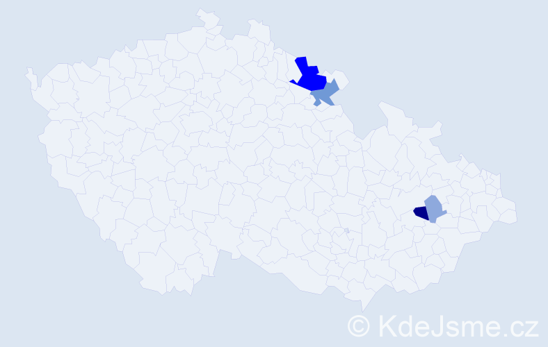 Příjmení: 'Pulzer', počet výskytů 13 v celé ČR