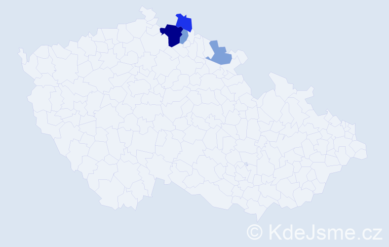 Příjmení: 'Klareová', počet výskytů 9 v celé ČR