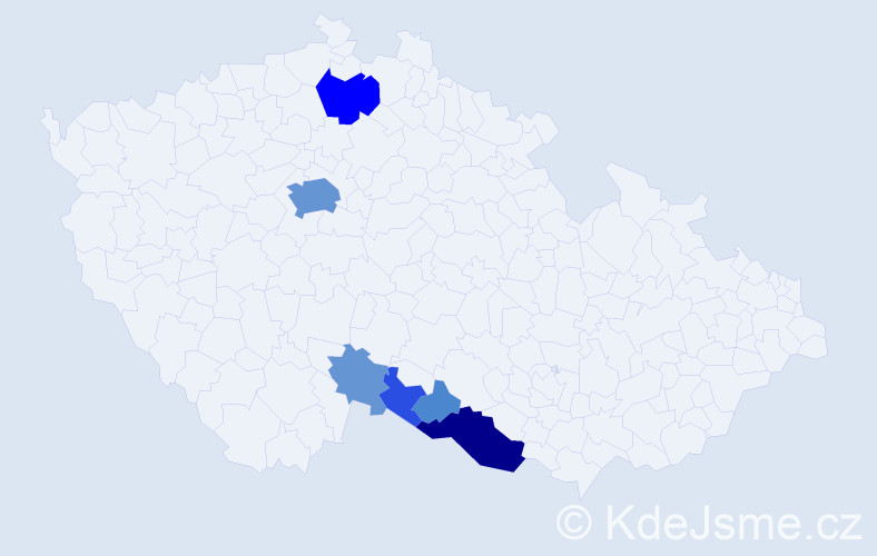 Příjmení: 'Pocarová', počet výskytů 29 v celé ČR