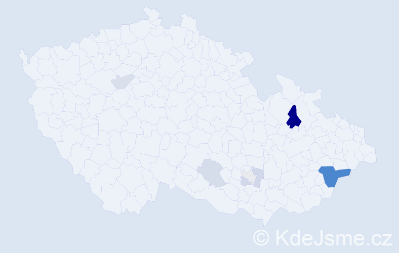 Příjmení: 'Bátlová', počet výskytů 16 v celé ČR