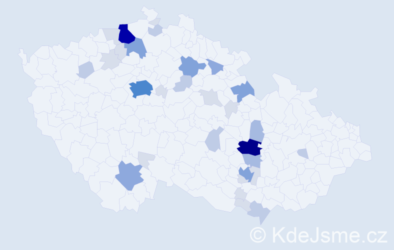 Příjmení: 'Nechuta', počet výskytů 106 v celé ČR