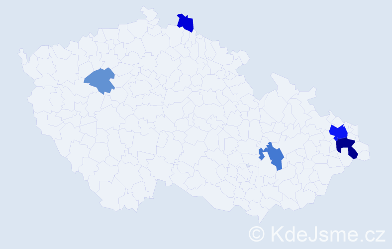 Příjmení: 'Pazděra', počet výskytů 15 v celé ČR
