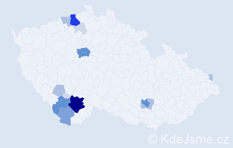 Příjmení: 'Konzal', počet výskytů 57 v celé ČR