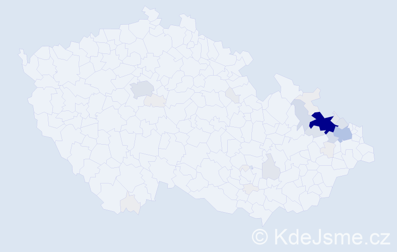 Příjmení: 'Kubesa', počet výskytů 154 v celé ČR