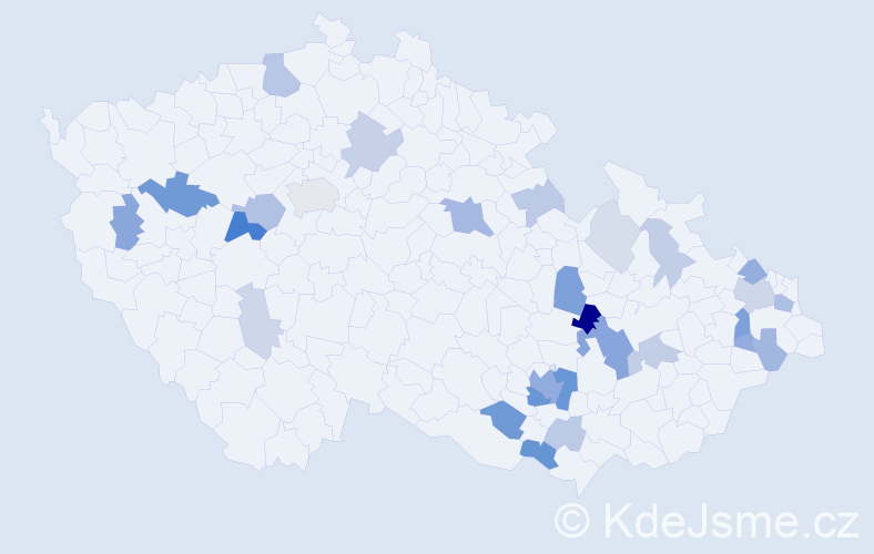 Příjmení: 'Šmid', počet výskytů 75 v celé ČR