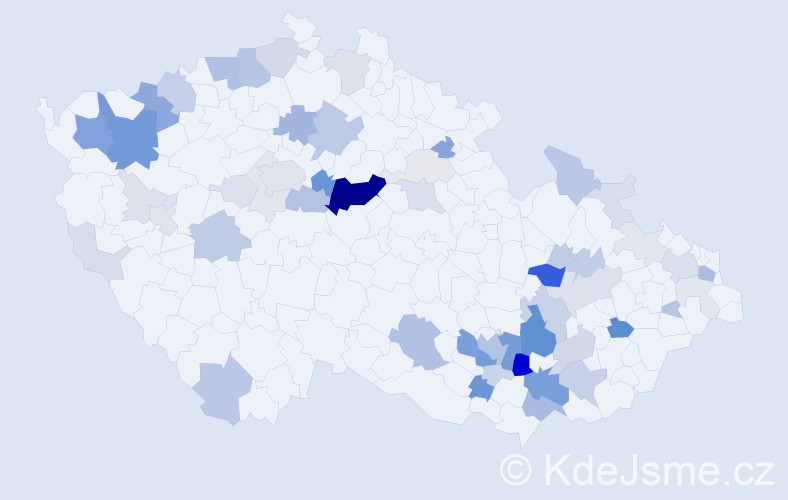 Příjmení: 'Čáslavová', počet výskytů 206 v celé ČR