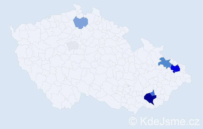 Příjmení: 'Tataříková', počet výskytů 18 v celé ČR