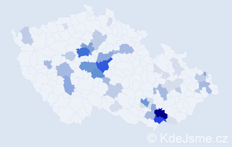 Příjmení: 'Šaňková', počet výskytů 148 v celé ČR