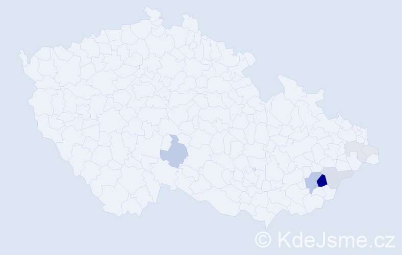 Příjmení: 'Brhláčová', počet výskytů 25 v celé ČR