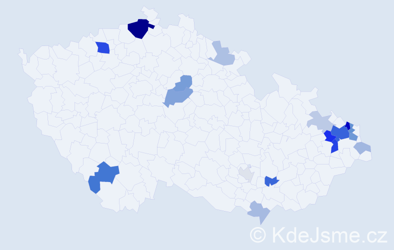 Příjmení: 'Dej', počet výskytů 50 v celé ČR