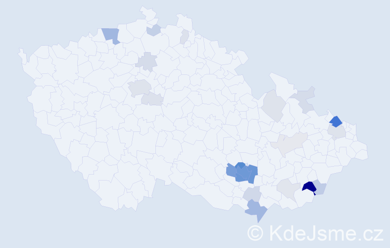 Příjmení: 'Kepáková', počet výskytů 100 v celé ČR