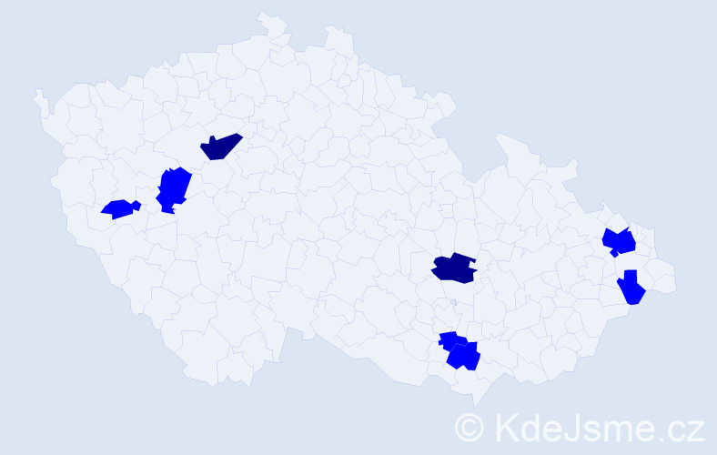 Příjmení: 'Frőmmel', počet výskytů 10 v celé ČR