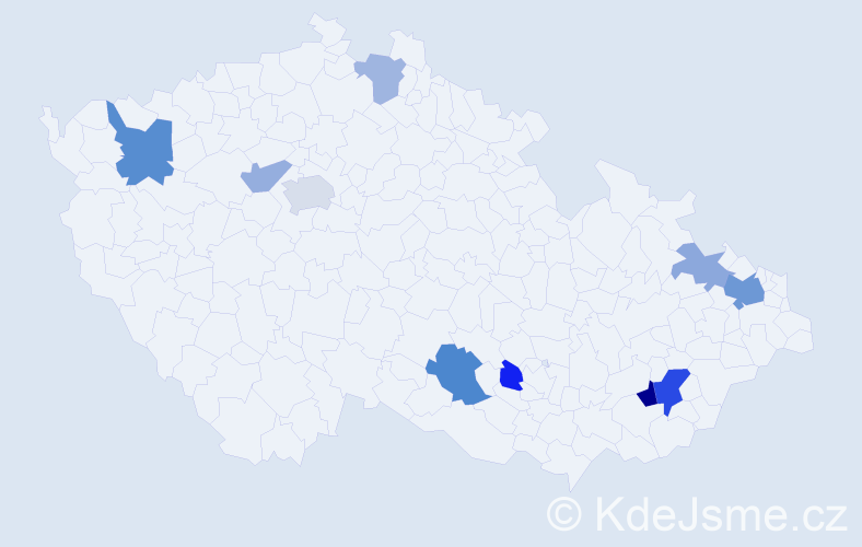 Příjmení: 'Vozárik', počet výskytů 19 v celé ČR