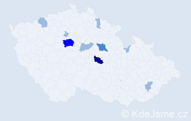 Příjmení: 'Pavala', počet výskytů 15 v celé ČR