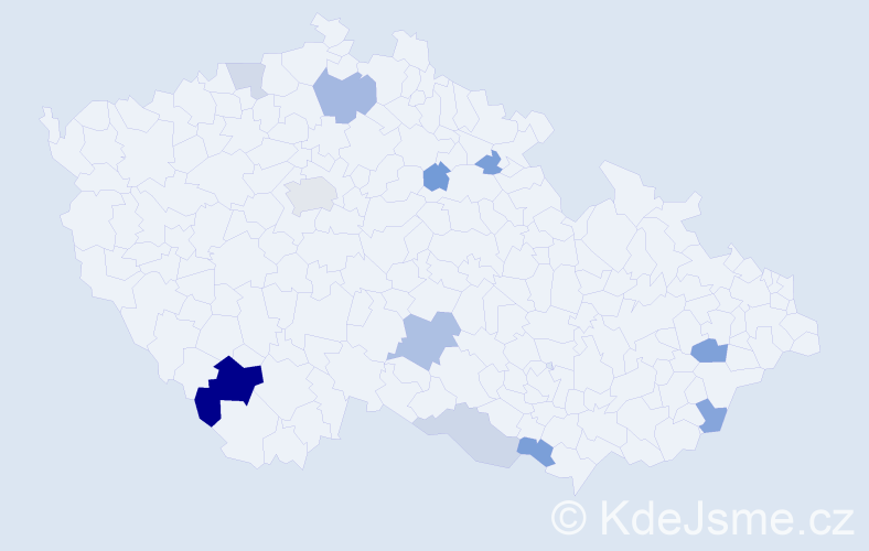 Příjmení: 'Bajčík', počet výskytů 21 v celé ČR
