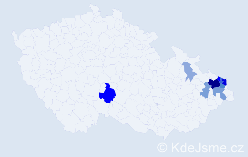 Příjmení: 'Pastušek', počet výskytů 37 v celé ČR