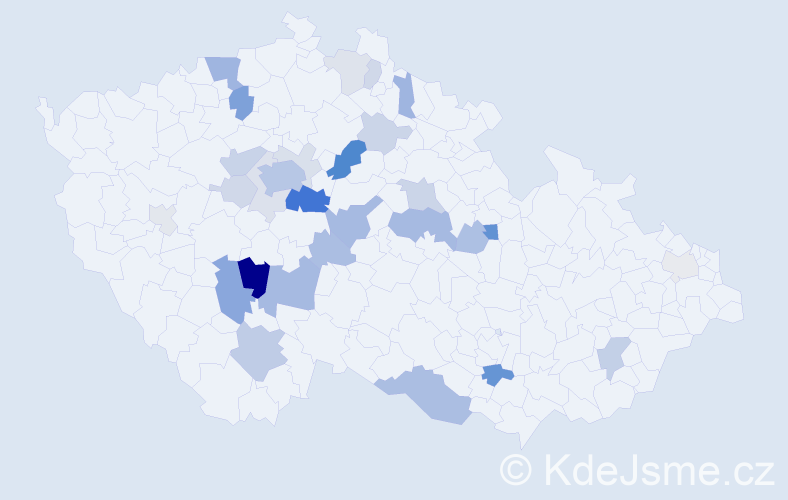 Příjmení: 'Dědourková', počet výskytů 84 v celé ČR