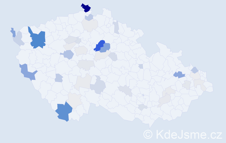Příjmení: 'Billá', počet výskytů 139 v celé ČR