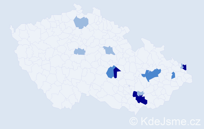 Příjmení: 'Bartalosová', počet výskytů 27 v celé ČR